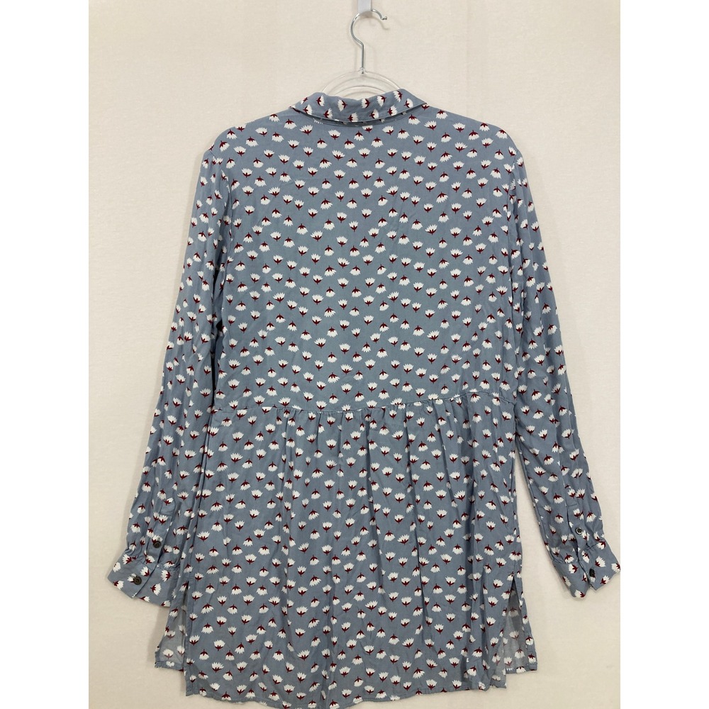 Boden Floral Tunic Shirt size 10 Long Button Down Peplum Soft Comfy Preppy - Picture 9 of 10